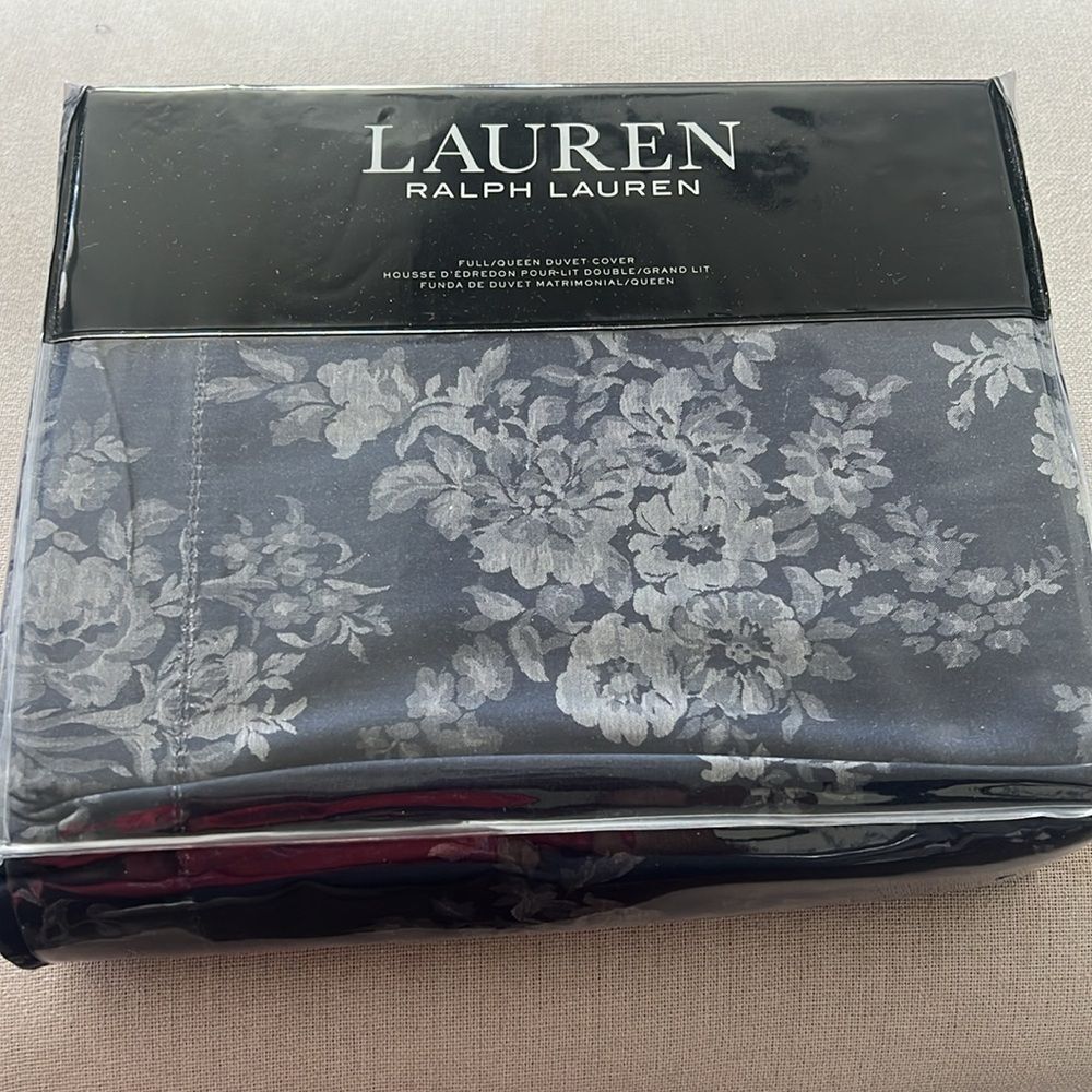 Lauren Ralph Lauren Mya Floral Duvet Cover, Navy, New, Size Queen - Picture 5 of 7
